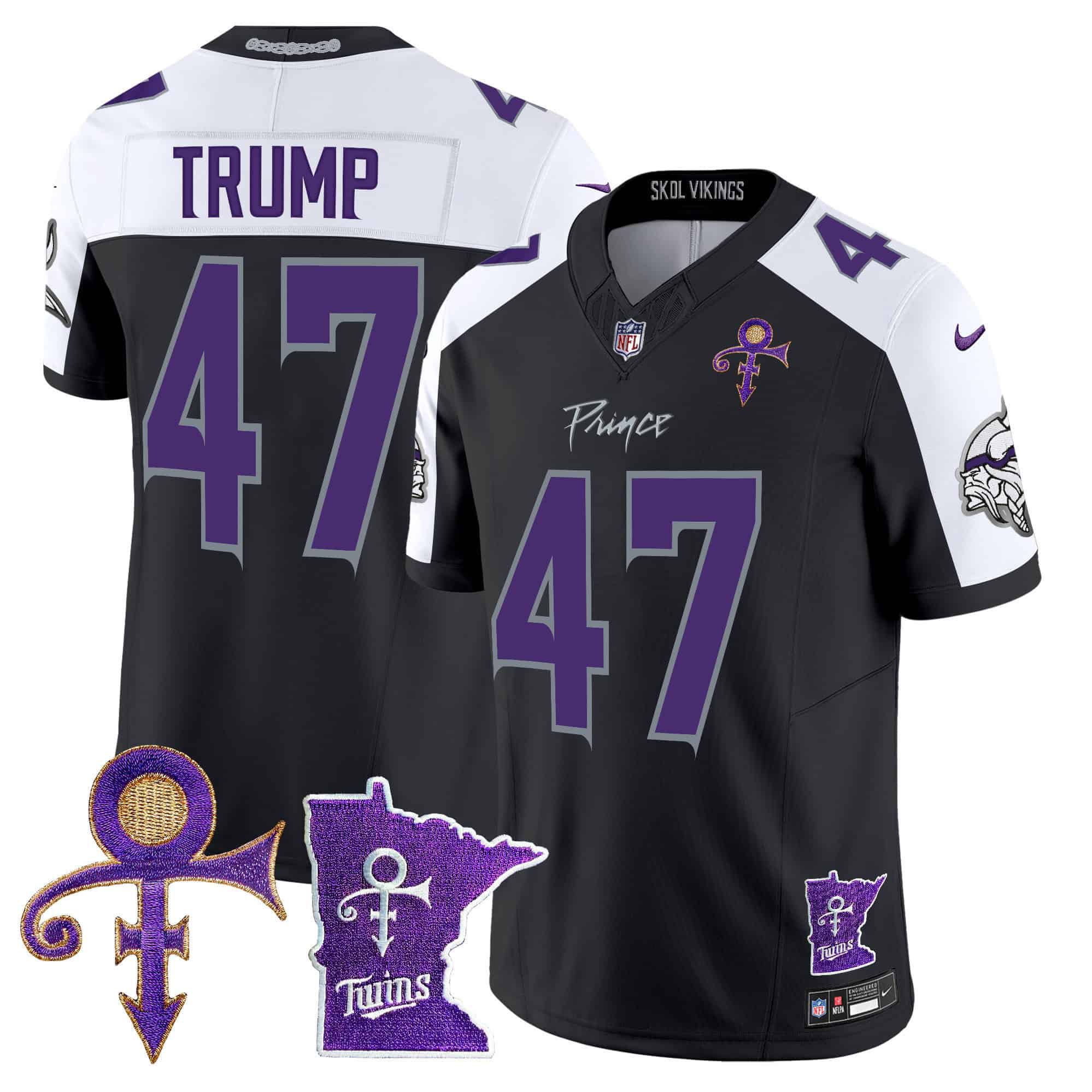 Men Minnesota Vikings 47 Trump Black 2024 Nike Prince Vapor Limited NFL Jersey
